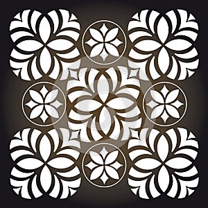 Flower Pattern Circle Oriental Symbol -Symmetry - Energy Black and White