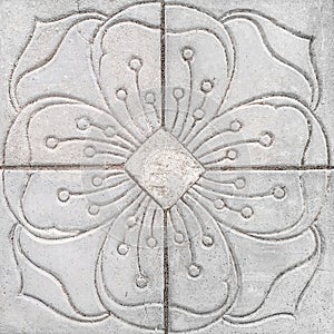 Flower pattern graven Gray Tile