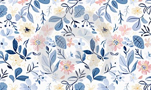 Flower pattern illustration. Nature floral wallpaper background with flowers. Spring and summer season
