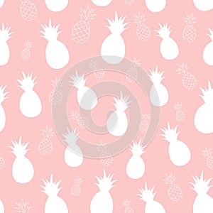 Pineapple fruit silhouette seamless pattern vector.