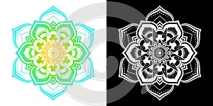 Flower Petal Pattern Applied Thai Art In Mandala Style