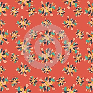 Flower petals Abstract seamless pattern on an orange background