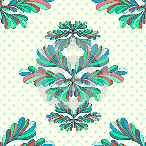 Flower petals abstract vector seamless pattern on a geometric background