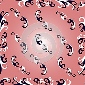 Flower petals abstract vector seamless pattern on a pink background with lighting