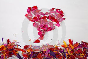 Flower petals in heart shape