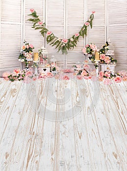 Flower pink and green garlands with nice decorations