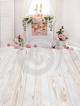 Flower pink and green garlands with nice decorations photo