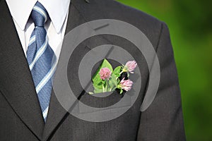 Flower in the pocket of suit