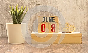 Flower pot and calendar for the warm season from 08 June. Summer time