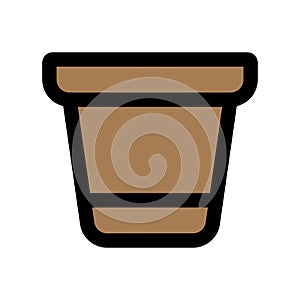 Flower pot icon line isolated on white background. Black flat thin icon on modern outline style. Linear symbol and editable stroke