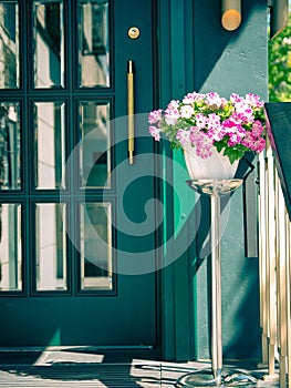 flower pot near house entrance