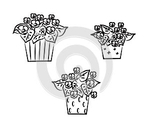 Flower in a pot on a white background. Sketch. Indoor plant. Vector