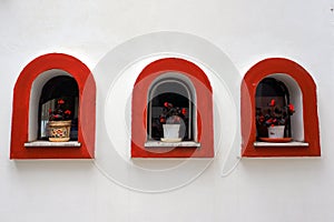 Flower Pots in Arched Alcoves