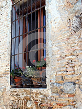 Flower Pots in Window, Toledo, Spain