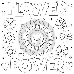 Flower power. Coloring page. Vector illustration of flowers.