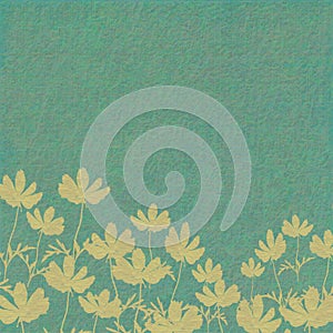 Flower print on washed blue background