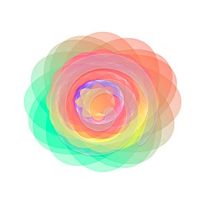 A flower rainbow symbol with transparent petals