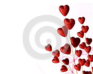 Flower of Red Hearts on White Background