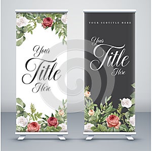 flower Roll up banner design print ready set