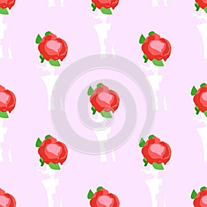 Flower rose buds seamless vector pattern