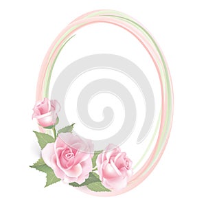 Flower Rose frame isolated on white background. Floral vector decor.