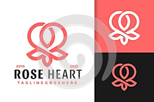 Flower Rose Heart Logo Design, brand identity logos vector, modern logo, Logo Designs Vector Illustration Template