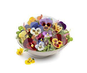 Flower Salad, Edible Flowers Dish, Pansy Salat, Abstract Generative AI Illustration