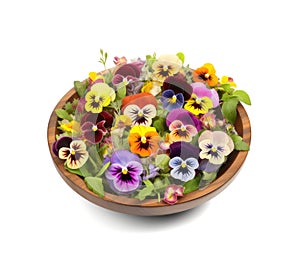 Flower Salad, Edible Flowers Dish, Pansy Salat, Abstract Generative AI Illustration