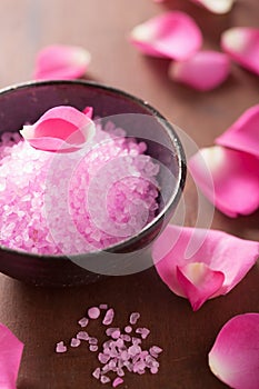 Flower salt and rose petals for spa