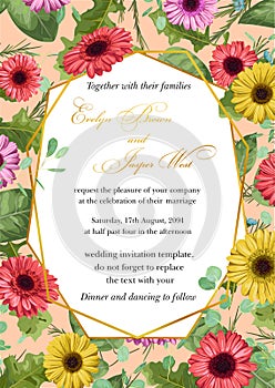 Flower sample of wedding invitation, greeting card, save date be
