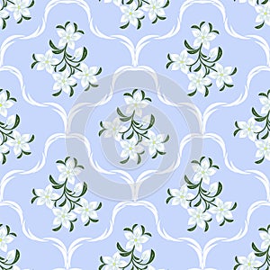 Flower seamless ornamental Pattern with white Flowers