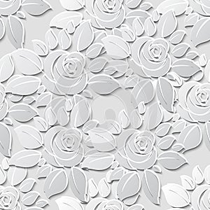 Flower seamless pattern background with 3D elements with shadows