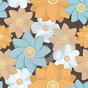 Flower seamless pattern. Flat style. Vector illustration.