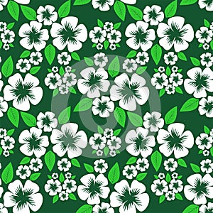 Flower seamless Pattern with white Flowers on green.