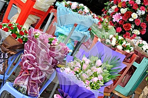 Flower selling at flower shop