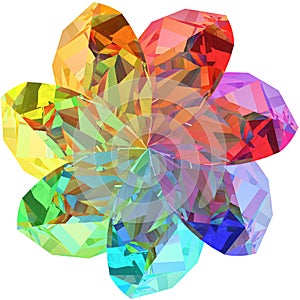 Flower shape composed of colorful gemstones