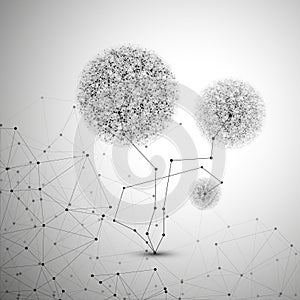 Flower in the shape of molecular structure, gray