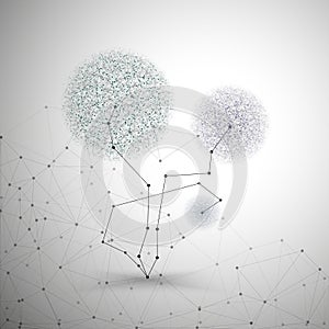 Flower in the shape of molecular structure, gray