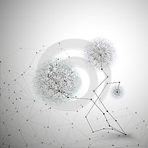 Flower in the shape of molecular structure, gray