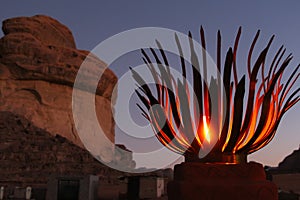 Flower-shaped street lamp in Wadi Rum desert