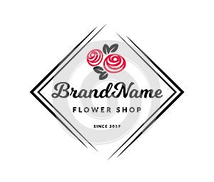 Flower shop logo. Vector emblem