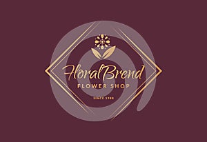 Flower shop logo. Vector emblem