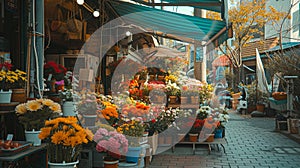 Flower Shop Under Sunshade