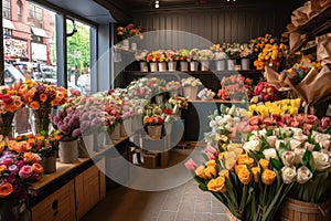 flower shop with variety of colorful and unique bouquets on display