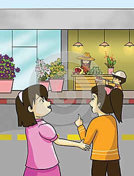 Flower shops and little girls photo