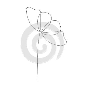 Flower silhouette one line drawing design. Vector