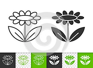 Flower simple black line vector icon