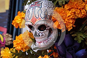 Flower and skeleton alter at Dia de los Muertos photo