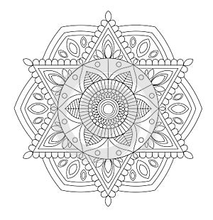 Flower, snow flake mandala adult anti stress Coloring Page