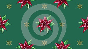 Flower and snow painted with watercolor seamless animation pattern for the your background.Concept of wish a happy Christmas and a